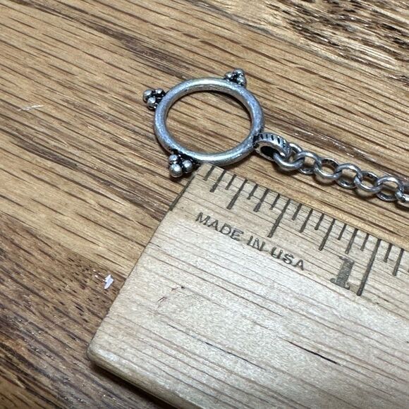 Lucky Brand Coral Genuine Cabochon Bracelet Silver Tone Toggle Boho Southwest - Picture 6 of 6